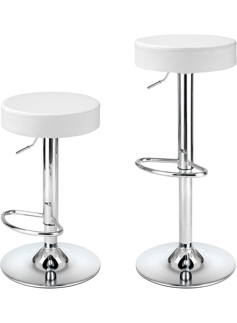 Round Adjustable Bar Stool Set (2 Pieces) – Swivel PU Leather Counter Chairs with Footrest for Kitchen & Home Use - Image 5