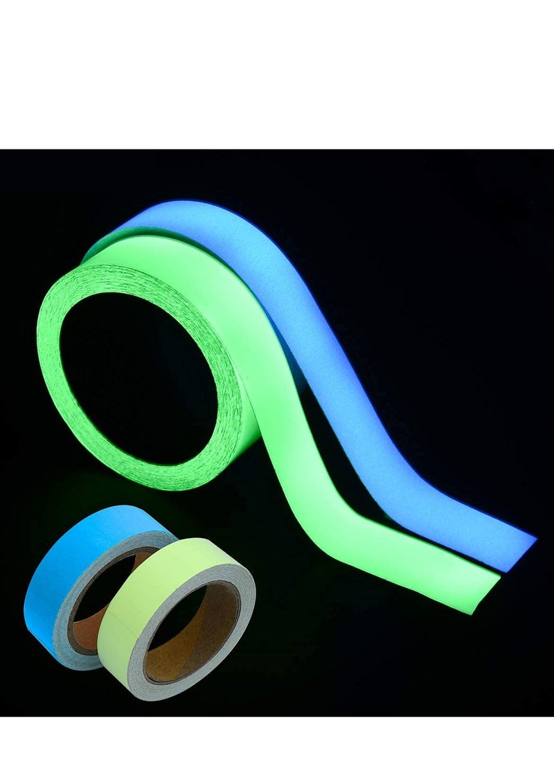 ECVV - 2 Pcs Luminous Tape, 390 inch in total,Green and Blue Wall Sticker Luminous Tape Sticker Nonslip DIY Home Wall Sticker Tape Per roll 33 feet Length, 0.6Inch Width - Image 1