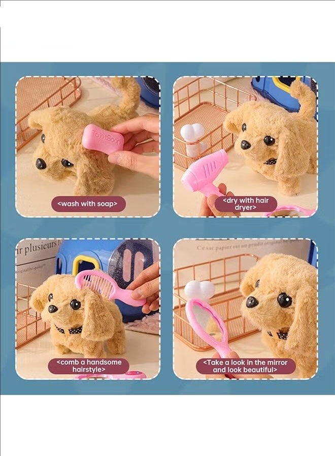 BLOOMING TIME Furry Children's Toys, Cute Pet Dogs, Walking Calls With Dog Cages, Electronic Toys, Interactive Birthday Gifts For Children, Babies, Golden Retrievers  - Image 3