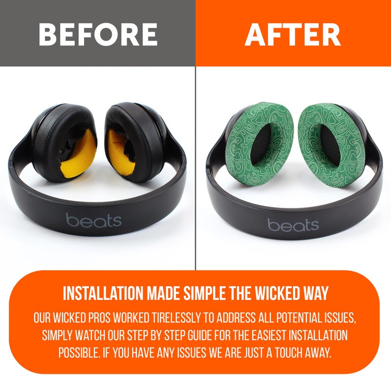 WC Wicked Cushions Replacement Ear Pads for Beats Studio 2 & 3 (B0501, B0500) Wired & Wireless | Does NOT Fit Beats Solo | Softer PU Leather, Enhanced Foam & Stronger Adhesive | Emerald Tide - Image 4