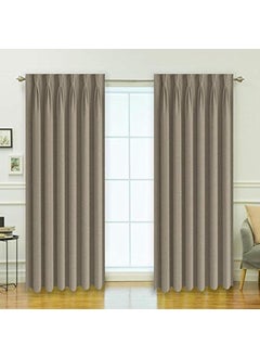 Generic Blackout Pinch Pleat & Thermal Insulated Room Darkening Curtains for Bedroom,Living Room,Dining Room & Study Rooms Set of 2 Panels- (Solid Taupe, 9 FT)  - Image 1