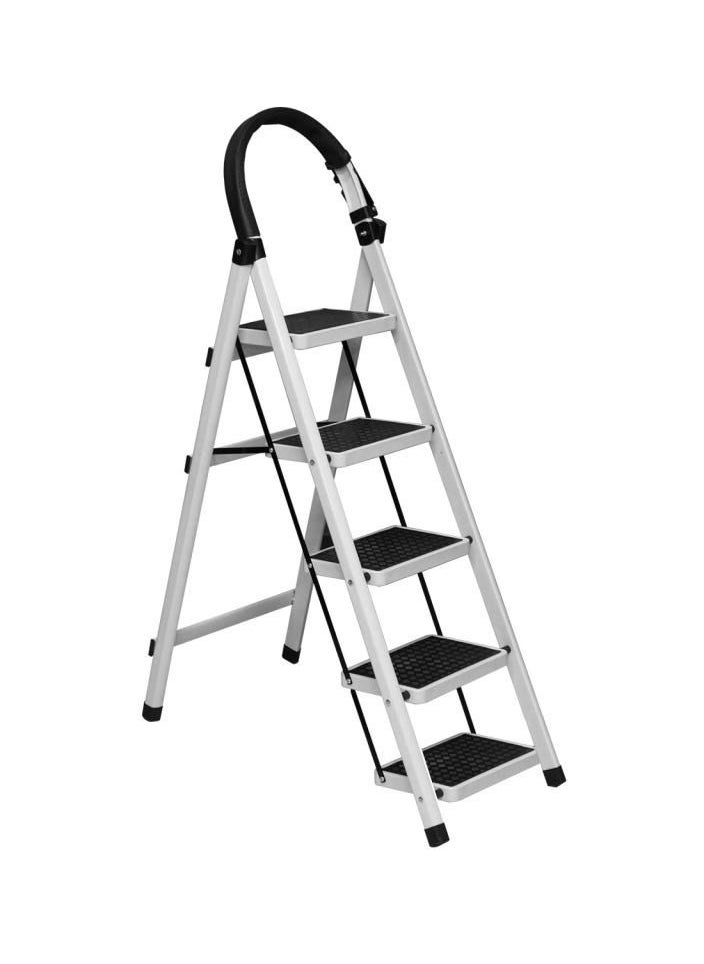 Alissa - 5-steps Foldable Multifunction Aluminum Ladder Household Use for Indoor Outdoor with Non-slip Steps - Image 1