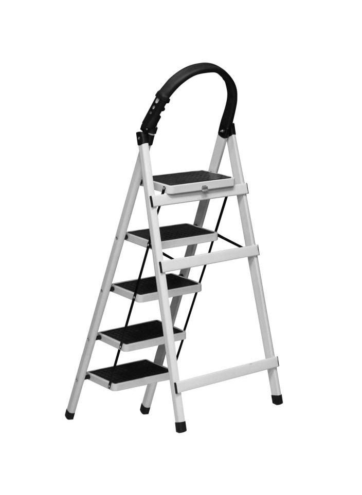 Alissa - 5-steps Foldable Multifunction Aluminum Ladder Household Use for Indoor Outdoor with Non-slip Steps - Image 1