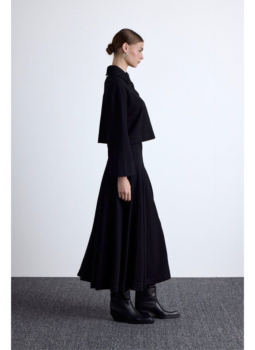 Manuka Premium Knitted Flounce Skirt Black  - Image 5