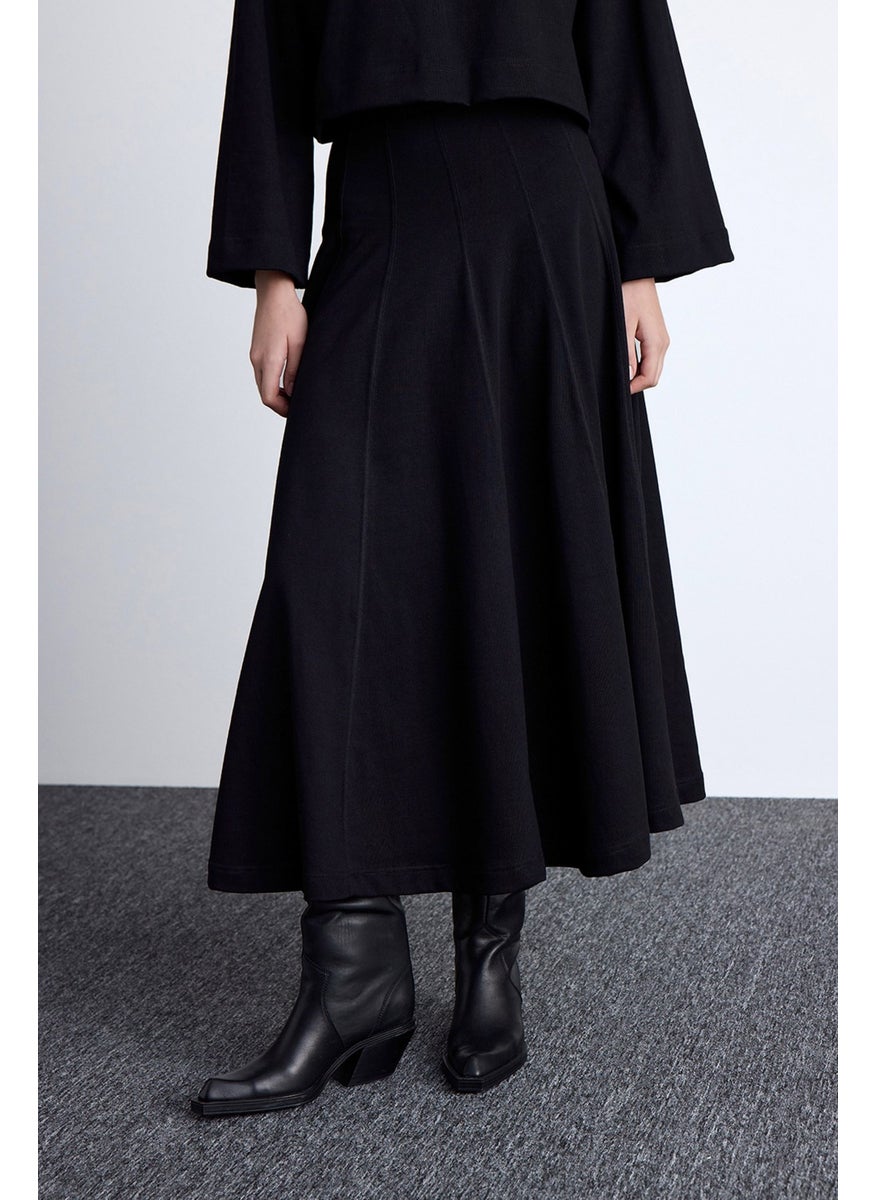 Manuka Premium Knitted Flounce Skirt Black  - Image 4