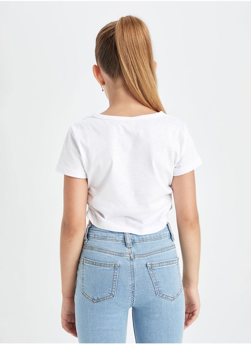 DeFacto - Cropped Crew Neck Basic Short Sleeve T-Shirt - Image 1