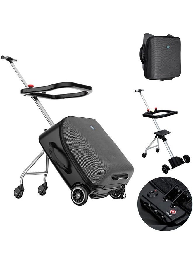 JCB CHIC Ride on Suitcase Expandable Luggage with Spinner Wheels, Foldable and Rideable Suitcase with Seat for Kids Detachable Rolling Luggage Case 20 Inch for Toddler Baby Travel Flight  - Image 1