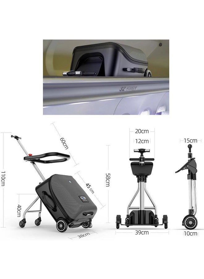 JCB CHIC Ride on Suitcase Expandable Luggage with Spinner Wheels, Foldable and Rideable Suitcase with Seat for Kids Detachable Rolling Luggage Case 20 Inch for Toddler Baby Travel Flight  - Image 2