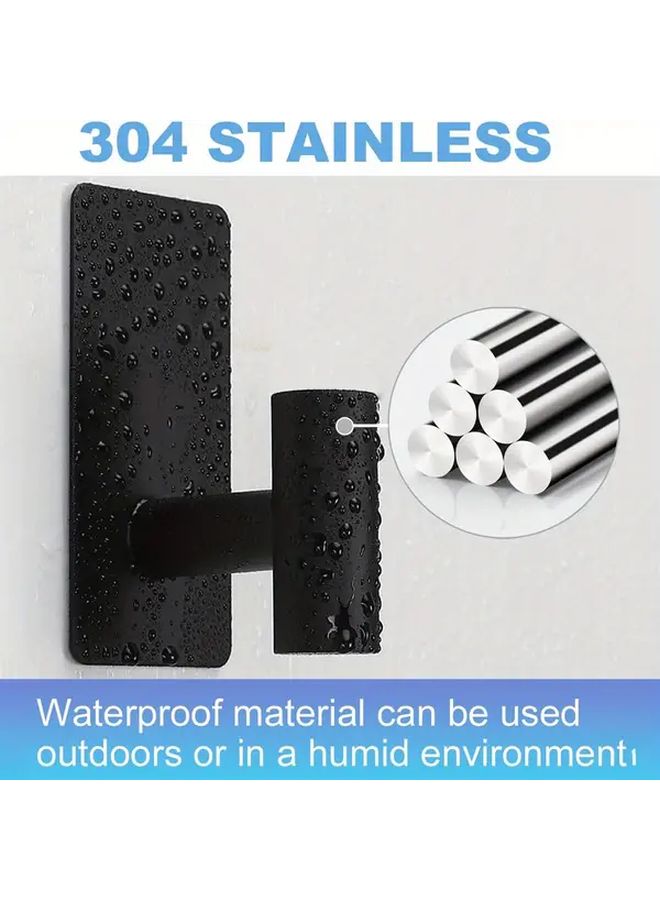 قطعتان من خطافات المناشف الفولاذية المقاوم للصدأ اللاصقة بدون حفر تركيب مثبت على الحائط - Image 5