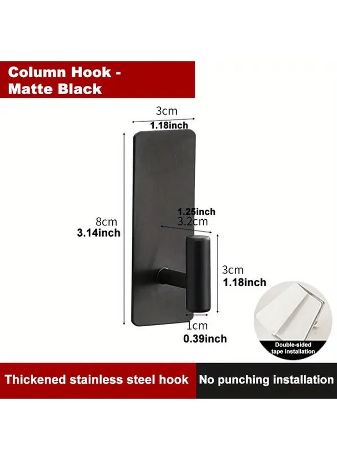 قطعتان من خطافات المناشف الفولاذية المقاوم للصدأ اللاصقة بدون حفر تركيب مثبت على الحائط - Image 4