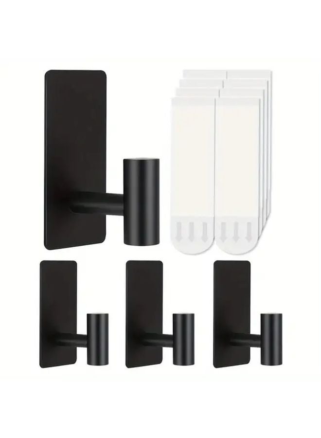 قطعتان من خطافات المناشف الفولاذية المقاوم للصدأ اللاصقة بدون حفر تركيب مثبت على الحائط - Image 2