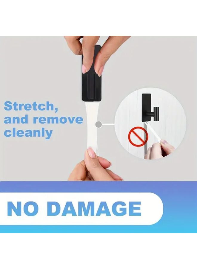 قطعتان من خطافات المناشف الفولاذية المقاوم للصدأ اللاصقة بدون حفر تركيب مثبت على الحائط - Image 3