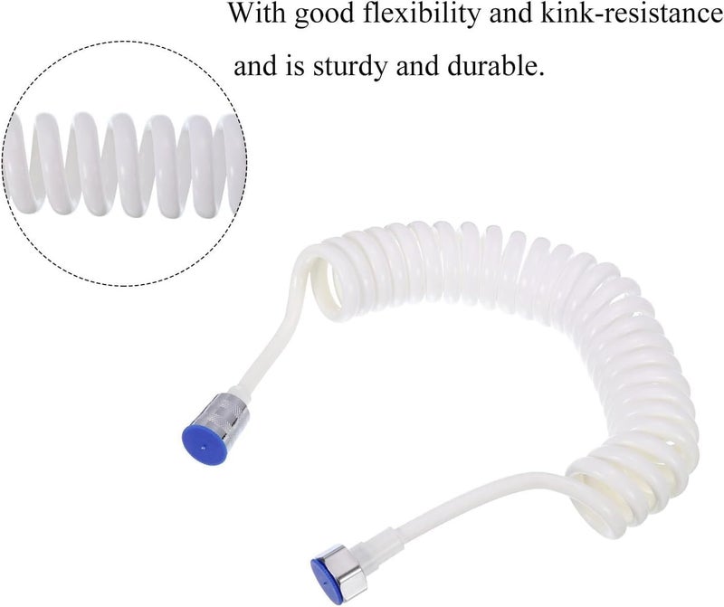 ABS Spring Flexible Shower Hose for Bathroom – Flexible Screw Hose for Faucet Suitable for Bidet and Travel Bidet G1/2 Connector (White, 1.5m) - Image 4