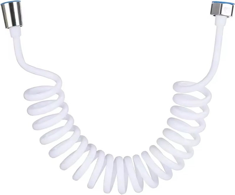 ABS Spring Flexible Shower Hose for Bathroom – Flexible Screw Hose for Faucet Suitable for Bidet and Travel Bidet G1/2 Connector (White, 1.5m) - Image 1