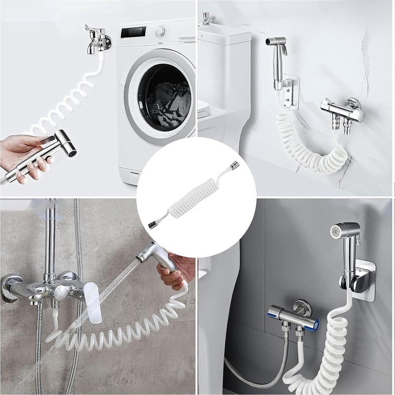 ABS Spring Flexible Shower Hose for Bathroom – Flexible Screw Hose for Faucet Suitable for Bidet and Travel Bidet G1/2 Connector (White, 1.5m) - Image 2