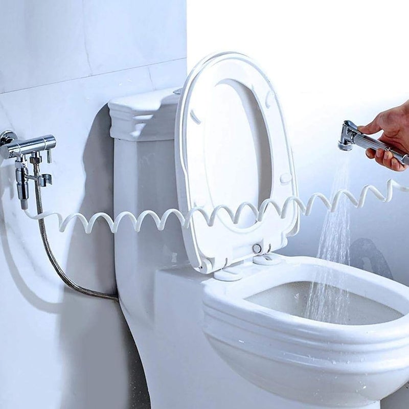 ABS Spring Flexible Shower Hose for Bathroom – Flexible Screw Hose for Faucet Suitable for Bidet and Travel Bidet G1/2 Connector (White, 1.5m) - Image 5