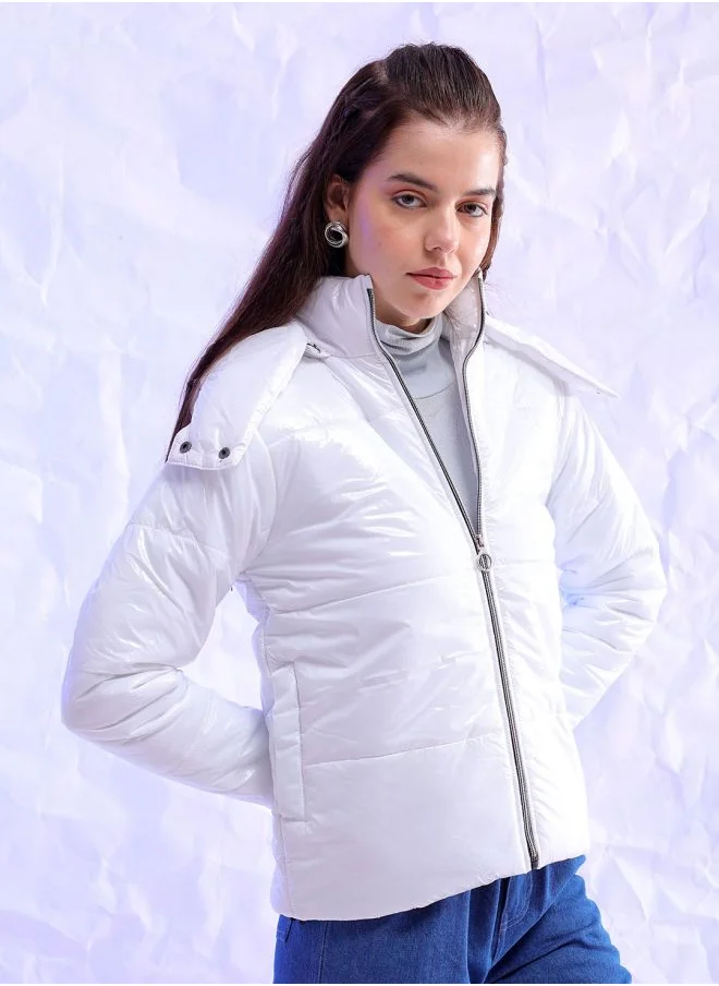 Freehand Women Slim Fit Solid Puffer Jacket