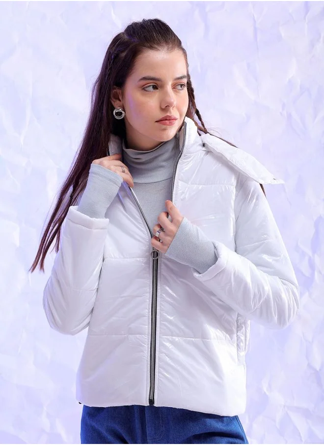 Freehand Women Slim Fit Solid Puffer Jacket