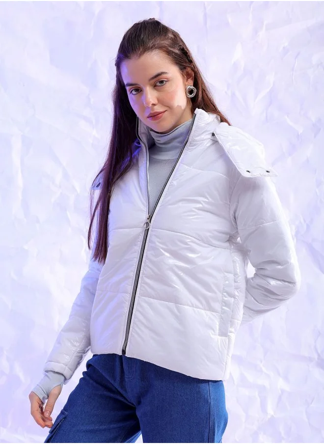 Freehand Women Slim Fit Solid Puffer Jacket
