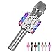 Amazmic Kids Karaoke Microphone Machine Toy Bluetooth Microphone Portable Wireless Karaoke Machine Handheld with LED Lights Gift for Children Adults Birthday Party Home KTVGray - Image 3
