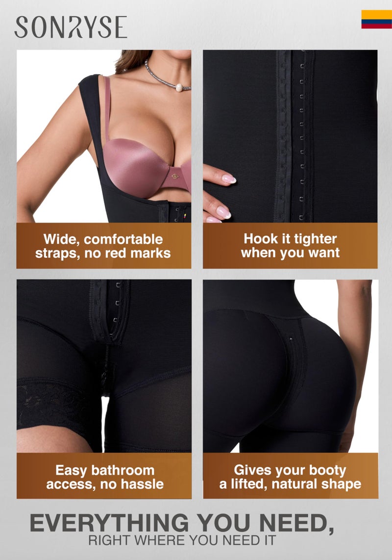 Sonryse Shapewear for women Fajas Colombianas Moldeadoras | Stage 2 Faja Tummy Control Shapewear after Tummy Tuck and Liposuction Black Large - Image 3