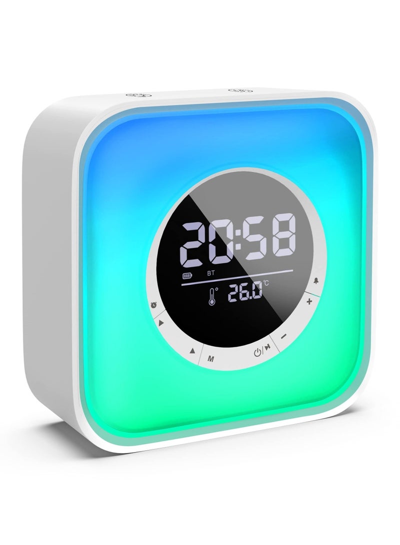 Captaintech Alarm Clock Teens RGB Colorful Digital Clock Temperature Display  Bluetooth Speaker Night Light LED Lamp with 10 Colors Changing LED Kids Boys Girls Teens Room Bedside Decor - Image 1