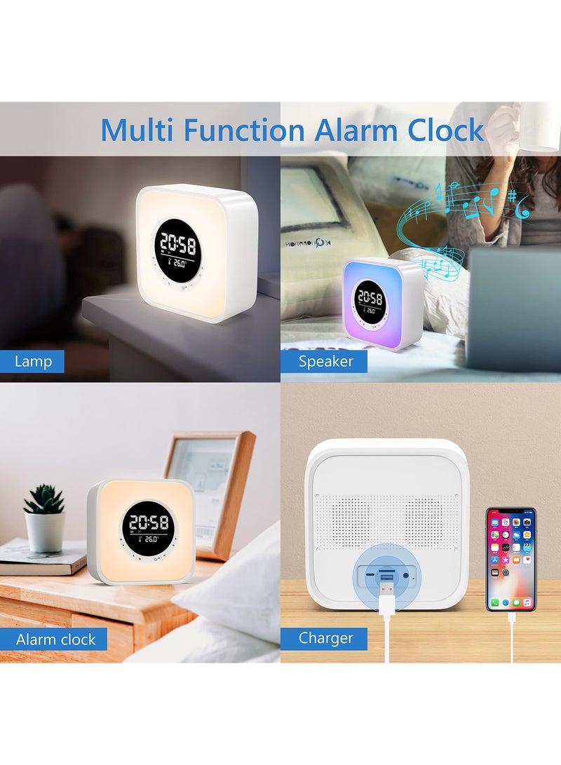 Captaintech Alarm Clock Teens RGB Colorful Digital Clock Temperature Display  Bluetooth Speaker Night Light LED Lamp with 10 Colors Changing LED Kids Boys Girls Teens Room Bedside Decor - Image 3