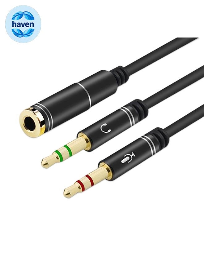 HAVEN Female To Male Headset And Microphone Y Splitter Cable Black/Gold - Image 1