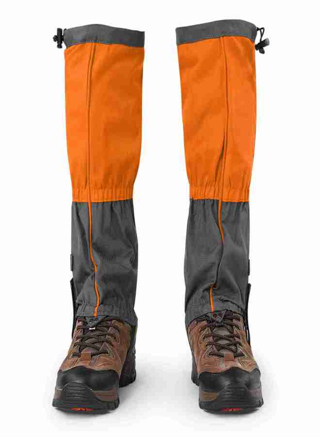 1 Pair Outdoor Waterproof Sports Climbing Hiking Legging Gaiters Shoe Boots Cover Orange - Image 2