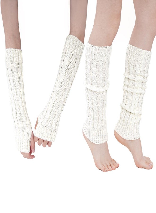 yeabwps Leg Warmers Arm Warmers Knee Warmers 2Pcs Include White Leg Warmer and White Arm Warmer for 80s Theme Party Sports Winter Women - Image 1