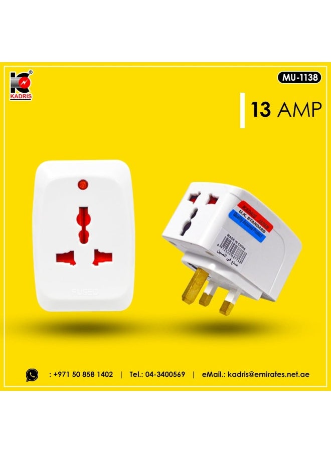 KADRIS - Universal travel Plug Adapter, 3 Pin Power Plug Adapter for AU/UK/EU/US, Plug Converter for Business, Holiday, Hotel, Airport - Image 1