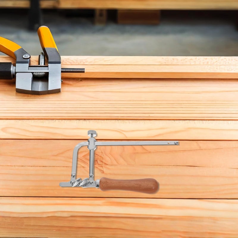 مجموعة منشار التقويم بإطار على شكل حرف U، ومقبض خشبي، و12 شفرة بديلة، ومشبك طاولة خشبي لأعمال النجارة، وقطع البلاستيك والمطاط والمعادن - Image 5