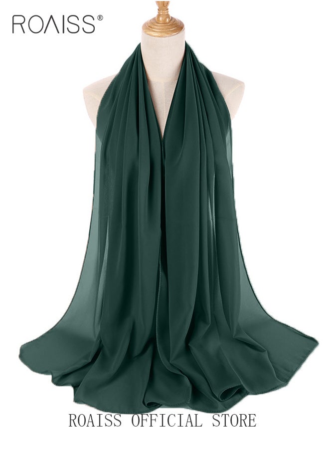 roaiss - 2 Piece Women Chiffon Hijab Set Muslim Casual Scarf Turban for Ladies Beading Decoration Versatile All Seasons Wearable Traditional Wear Hijab Ramadan and Eid al Adha Gifts - Image 1