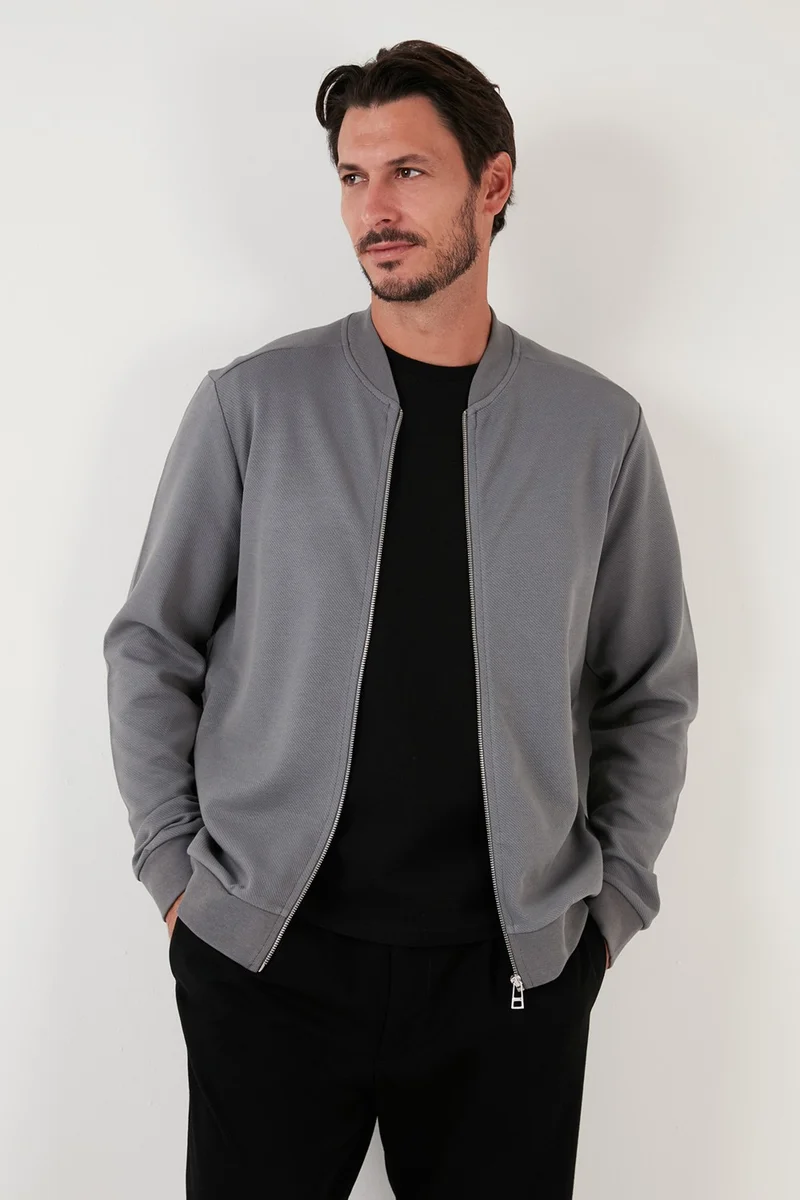 بوراتي Cotton Zippered College Collar Regular Fit Cardigan Men's Cardigan 5905507