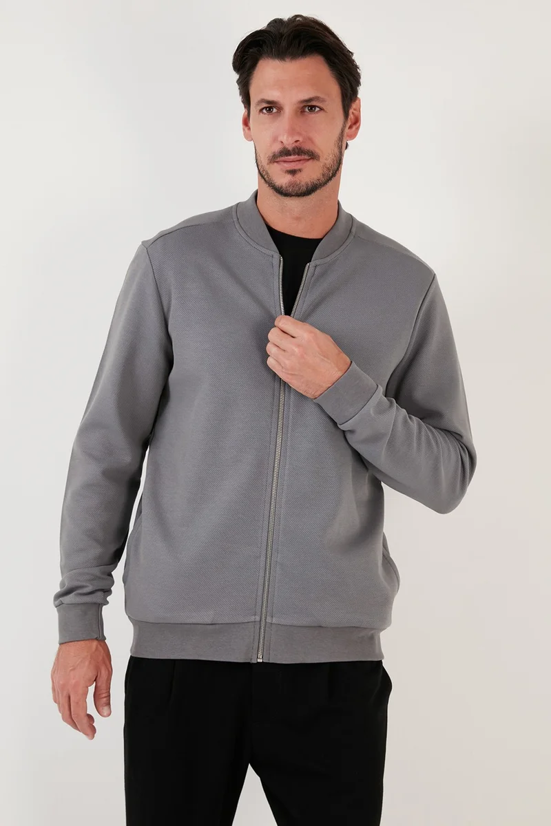 بوراتي Cotton Zippered College Collar Regular Fit Cardigan Men's Cardigan 5905507