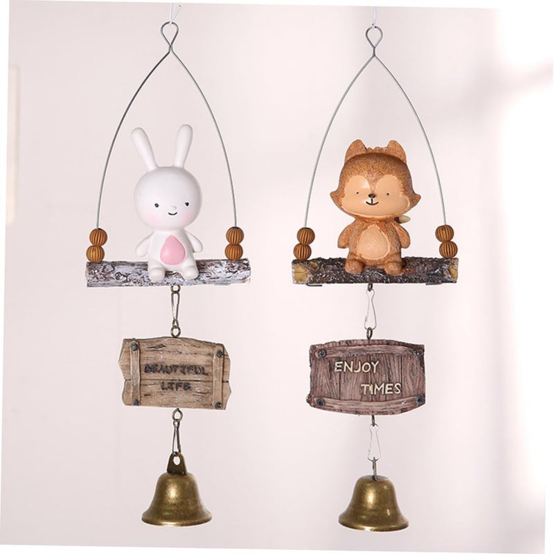 Outanaya 1pc Cartoon Resin Wind Chime Cute Hanging Ornament for Home Decoration Melodious Bells for Parties and Special Occasions Light Brown - Image 2