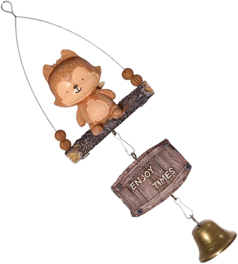 Outanaya 1pc Cartoon Resin Wind Chime Cute Hanging Ornament for Home Decoration Melodious Bells for Parties and Special Occasions Light Brown - Image 1