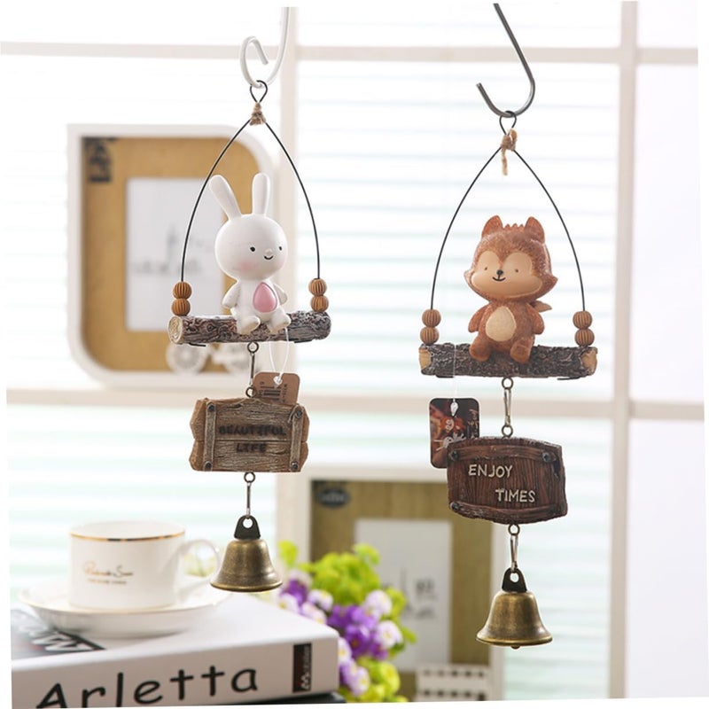 Outanaya 1pc Cartoon Resin Wind Chime Cute Hanging Ornament for Home Decoration Melodious Bells for Parties and Special Occasions Light Brown - Image 4