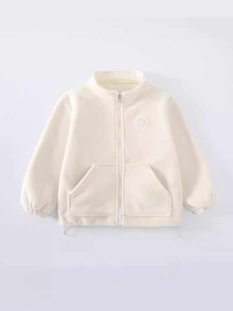 Spring, Clothing With Fleece Lining And Thickened Material For Children, Boys And Girls, Warm Fleece Jackets, Short Style For Older Children - Image 5