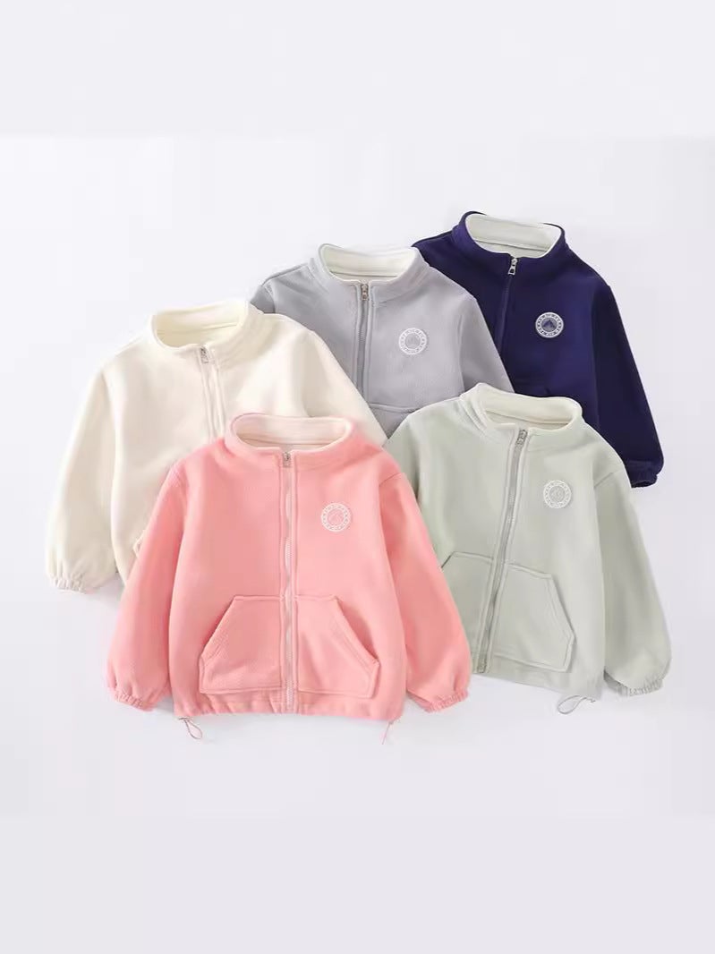 Spring, Clothing With Fleece Lining And Thickened Material For Children, Boys And Girls, Warm Fleece Jackets, Short Style For Older Children - Image 2