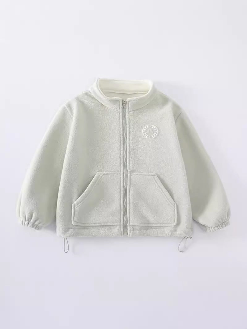 Spring, Clothing With Fleece Lining And Thickened Material For Children, Boys And Girls, Warm Fleece Jackets, Short Style For Older Children - Image 4