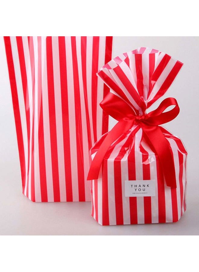 YESON Red Stripe Clear Cello Bags Candy Plastic favor cellophane Treat Bags,Pack of 50 - Image 2