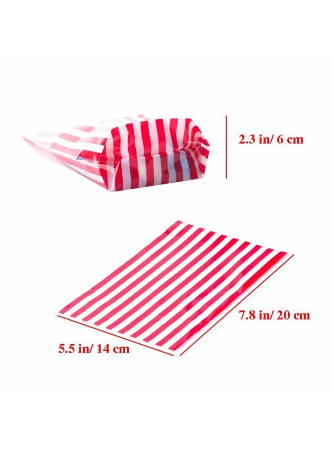 YESON Red Stripe Clear Cello Bags Candy Plastic favor cellophane Treat Bags,Pack of 50 - Image 3