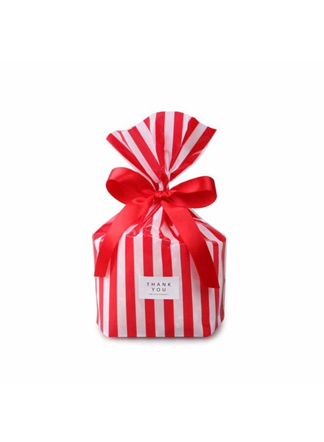 YESON Red Stripe Clear Cello Bags Candy Plastic favor cellophane Treat Bags,Pack of 50 - Image 1