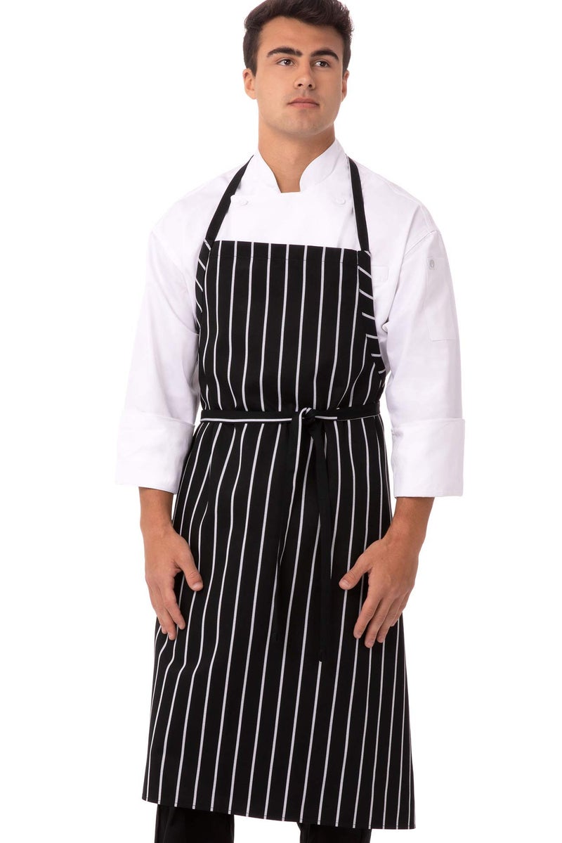 Chef Works Unisex English Chef Apron, Black W/ Chalk Stripe, One Size - Image 5