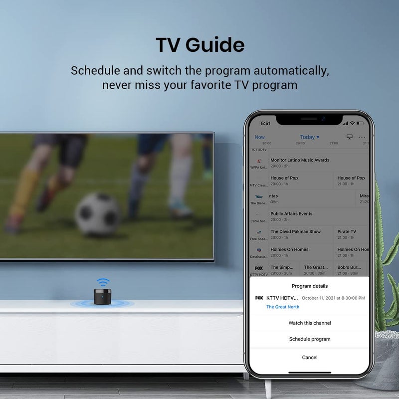 BroadLink RM4mini Smart Remote Hub with Sensor Cable -WiFi IR Blaster for TV Remote, Smart AC Controller, Works with Alexa/Google Home/IFTTT - Image 2