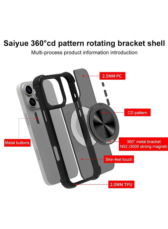 Zaboon Case For iPhone 13 Pro Max CD Texture 360 Degree Rotating Holder MagSafe Phone Case - Image 3