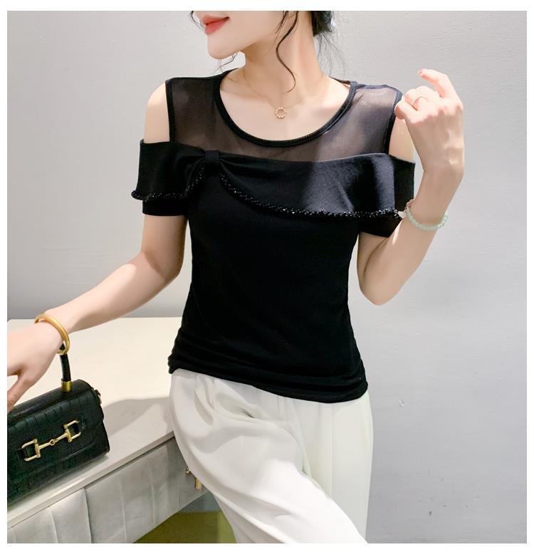 European 2024 Simple T-Shirt Casual Standard Regular Short-Sleeved Solid Color Base Shirt - Image 1