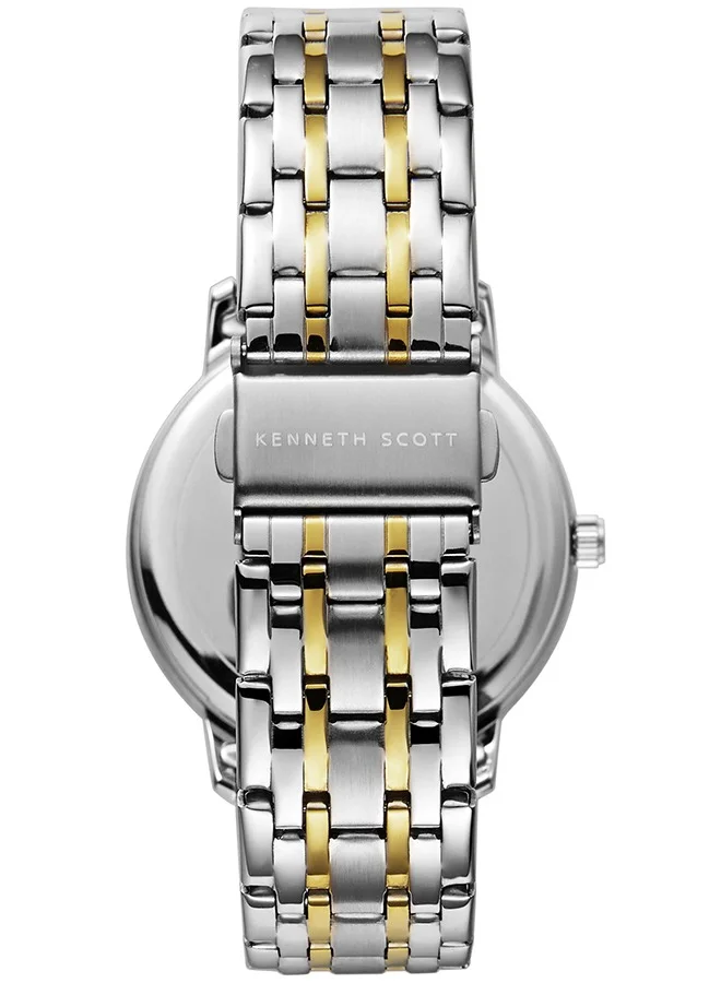 KENNETH SCOTT Kenneth Scott Men's Quartz Movement Watch, Analog Display and Stainless Steel Strap - K22029-TBTW, Two Tone