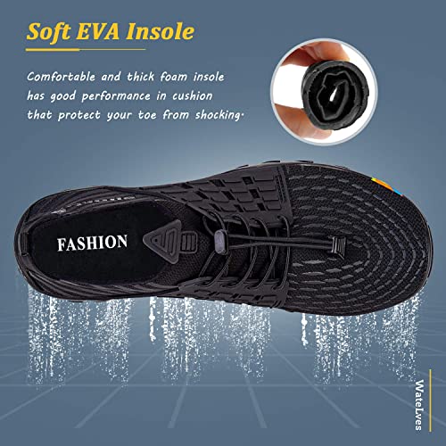 WateLves Water Shoes Mens Womens Beach Swim Shoes Quick-Dry Aqua Socks Pool Shoes for Surf Yoga Water Aerobics (A/Black, 44) - Image 5